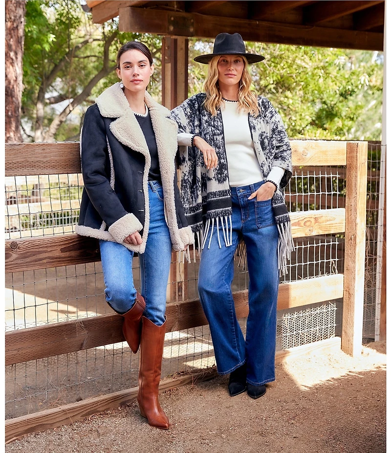 Karen Kane Faux Suede Shearling Notched Collar Jacket