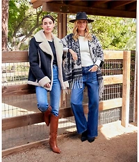 Karen Kane Faux Suede Shearling Notched Collar Jacket