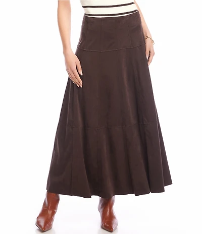 Karen Kane Faux Suede Tiered A-Line Midi Skirt