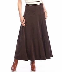Karen Kane Faux Suede Tiered A-Line Midi Skirt