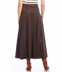 Karen Kane Faux Suede Tiered A-Line Midi Skirt