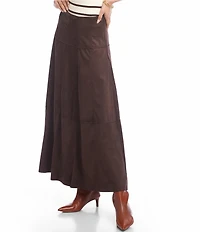 Karen Kane Faux Suede Tiered A-Line Midi Skirt