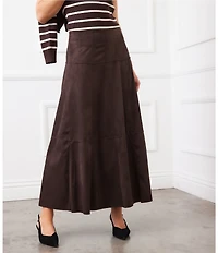 Karen Kane Faux Suede Tiered A-Line Midi Skirt
