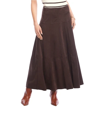 Karen Kane Faux Suede Tiered A-Line Midi Skirt
