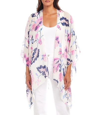 Karen Kane Floral 3/4 Sleeve Open Front Kimono