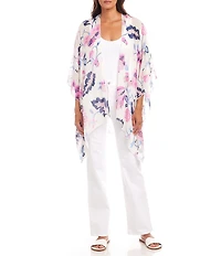 Karen Kane Floral 3/4 Sleeve Open Front Kimono