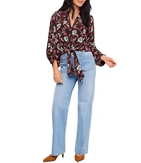 Karen Kane Floral Blouson Sleeve Tie-Front Top