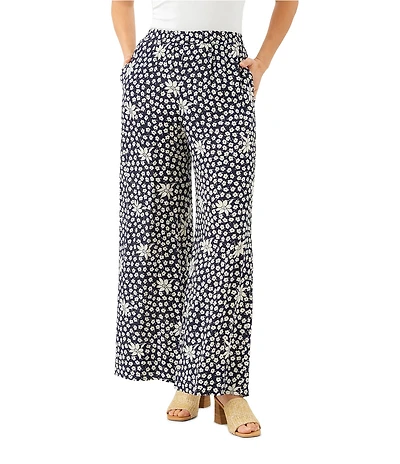 Karen Kane Floral Crepe High Rise Wide Leg Pants
