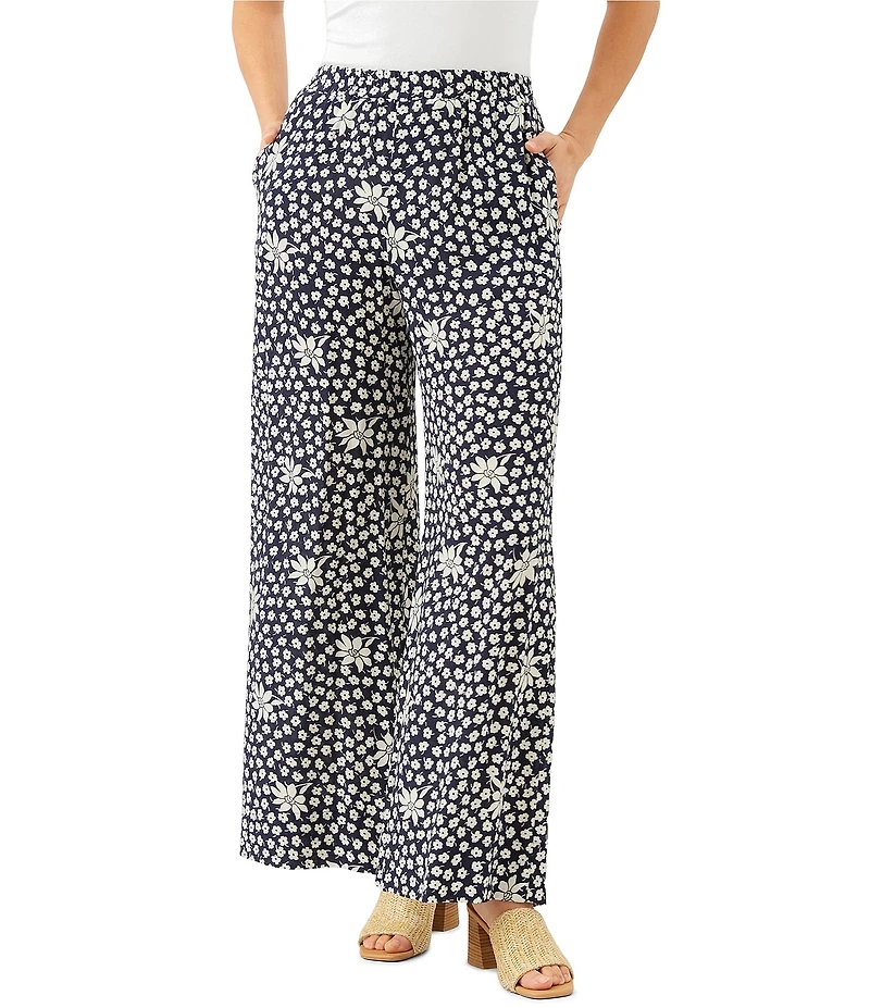 Karen Kane Floral Crepe High Rise Wide Leg Pants