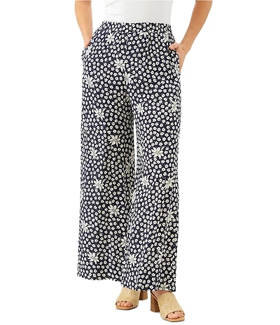 Karen Kane Floral Crepe High Rise Wide Leg Pants