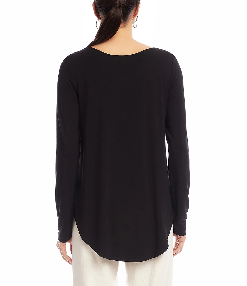 Karen Kane Floral Embellished Scoop Neck Long Sleeve Top