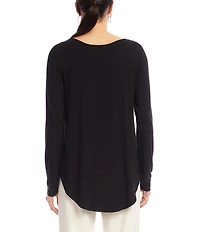 Karen Kane Floral Embellished Scoop Neck Long Sleeve Top