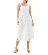 Karen Kane Floral Eyelet Cut Out Embroidered Square Neck Sleeveless Midi Sundress