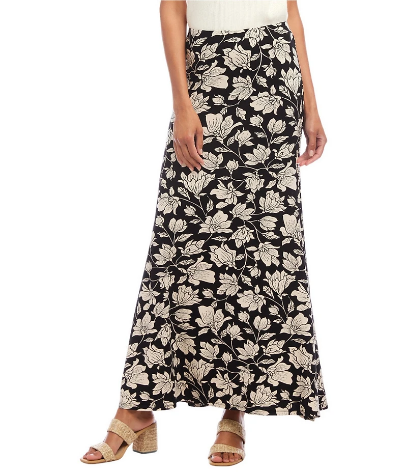 Karen Kane Floral High Rise Maxi Flare Pull-On Skirt