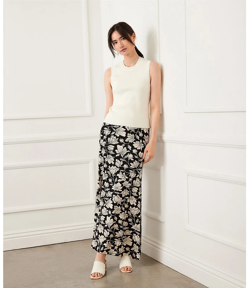 Karen Kane Floral High Rise Maxi Flare Pull-On Skirt