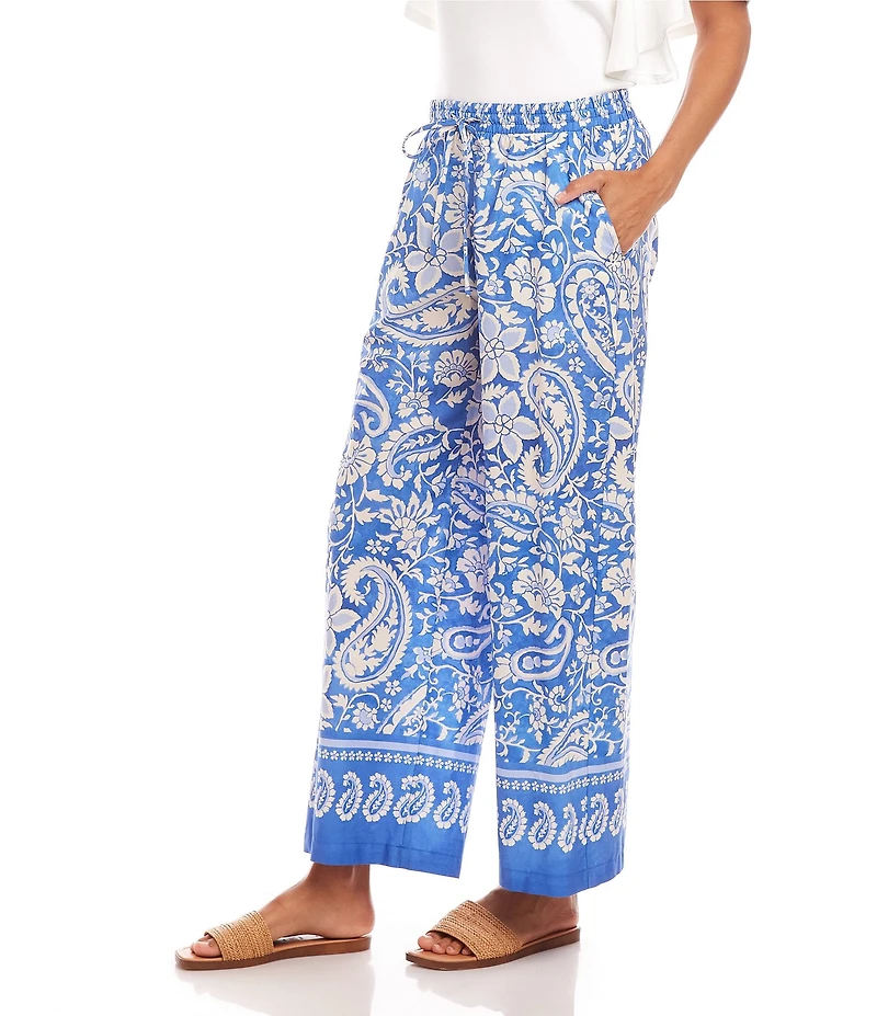 Karen Kane Floral Paisley Printed Cotton Pants