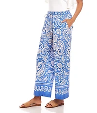 Karen Kane Floral Paisley Printed Cotton Pants