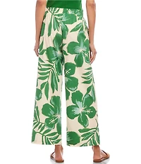 Karen Kane Floral Poplin Drawstring Wide Leg Coordinating Ankle Pants