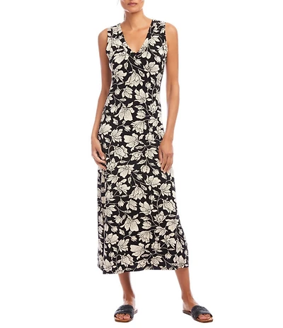 Karen Kane Floral V-Neck Sleeveless Midi Sheath Dress
