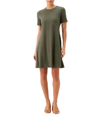 Karen Kane Heavy Jersey Crew Neck Short Sleeve A-Line Dress