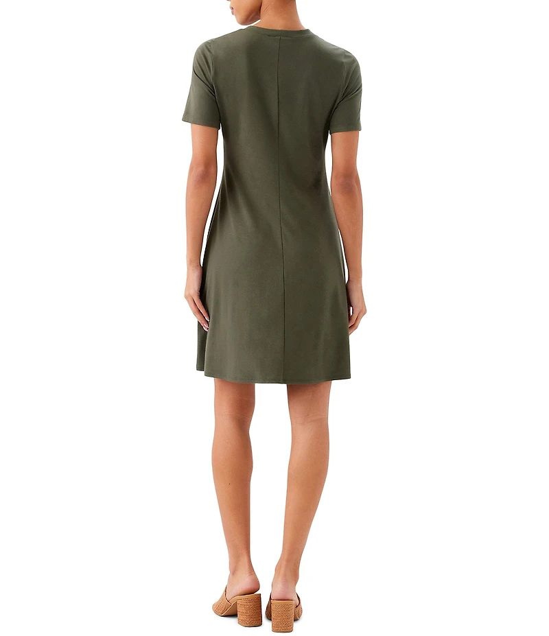 Karen Kane Heavy Jersey Crew Neck Short Sleeve A-Line Dress