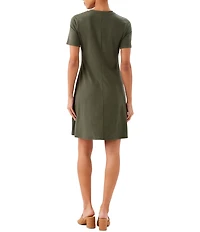 Karen Kane Heavy Jersey Crew Neck Short Sleeve A-Line Dress