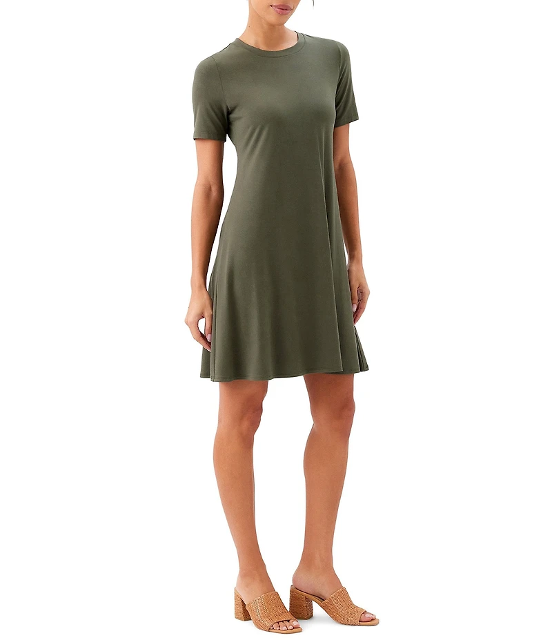 Karen Kane Heavy Jersey Crew Neck Short Sleeve A-Line Dress