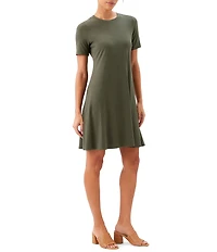 Karen Kane Heavy Jersey Crew Neck Short Sleeve A-Line Dress