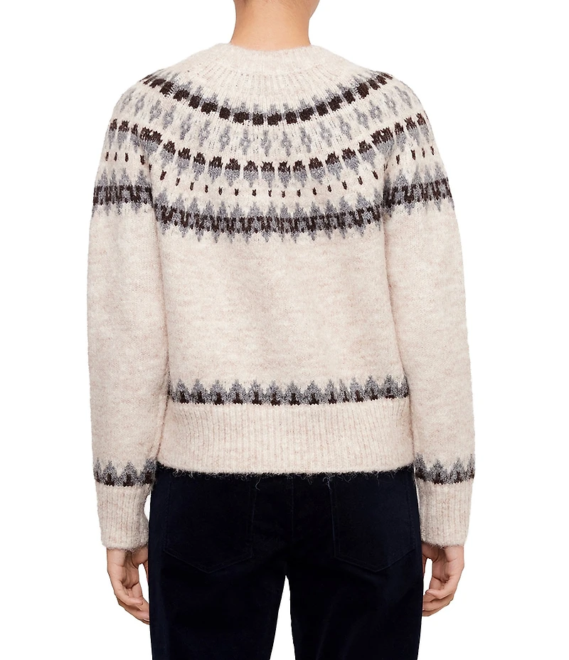 Karen Kane Jacquard Crew Neck Long Sleeve Button Front Cardigan Sweater