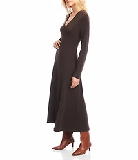 Karen Kane Kate V-Neck Long Sleeve Travel Jersey Midi Dress