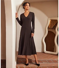Karen Kane Kate V-Neck Long Sleeve Travel Jersey Midi Dress