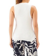 Karen Kane Knit Cascading Ruffle V-Neck Sleeveless Top