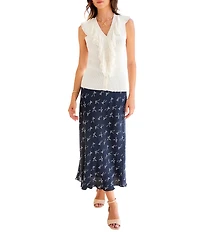 Karen Kane Knit Cascading Ruffle V-Neck Sleeveless Top