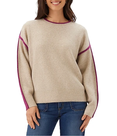 Karen Kane Knit Color Block Crew Neck Long Sleeve Top
