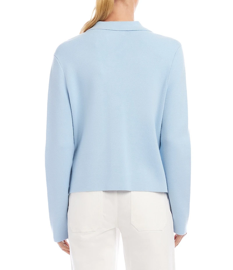 Karen Kane Knit Crew Neck Long Sleeve Button Front Cardigan