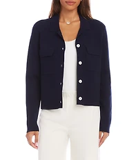Karen Kane Knit Crew Neck Long Sleeve Button Front Cardigan