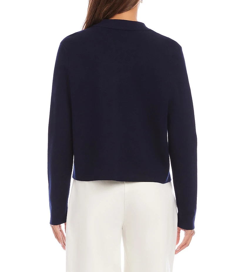 Karen Kane Knit Crew Neck Long Sleeve Button Front Cardigan