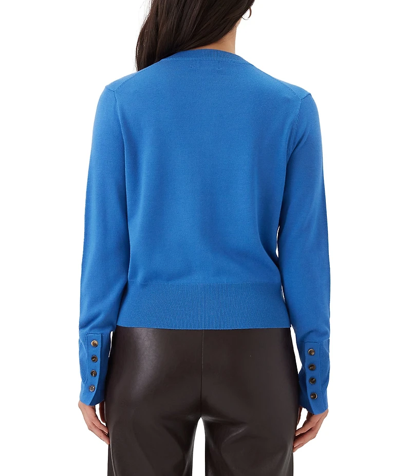 Karen Kane Knit Crew Neck Long Sleeve Button Front Cardigan