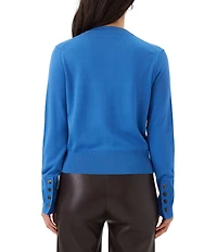 Karen Kane Knit Crew Neck Long Sleeve Button Front Cardigan