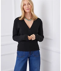Karen Kane Knit Long Sleeve Faux Wrap Top