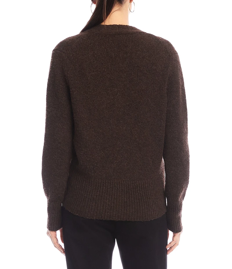 Karen Kane Knit Long Sleeve Faux Wrap Top