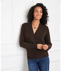 Karen Kane Knit Long Sleeve Faux Wrap Top