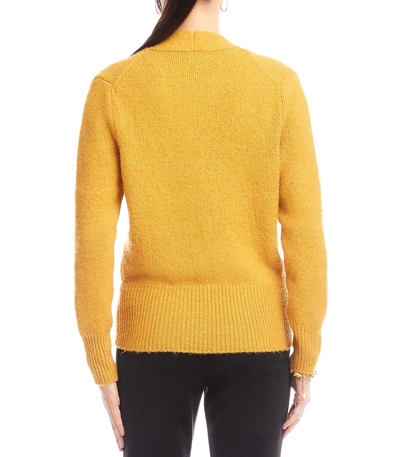 Karen Kane Knit Long Sleeve Faux Wrap Top