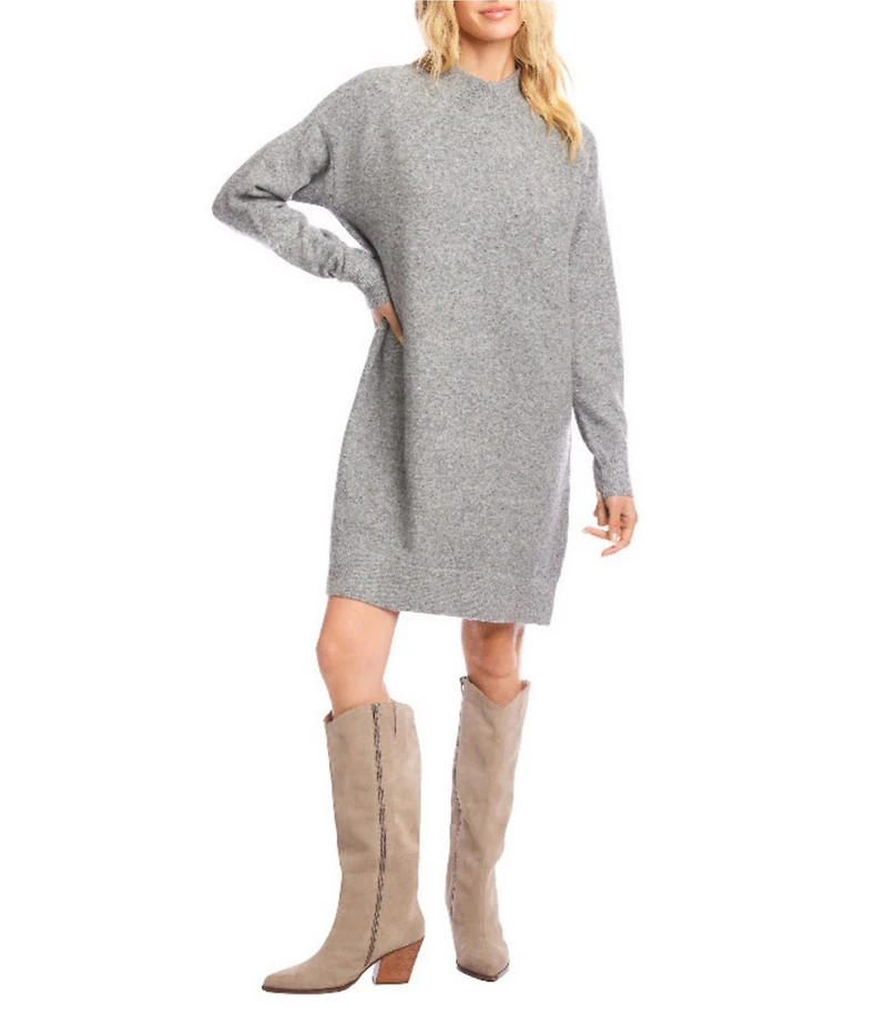 Karen Kane Knit Mock Neck Long Sleeve Sweater Dress