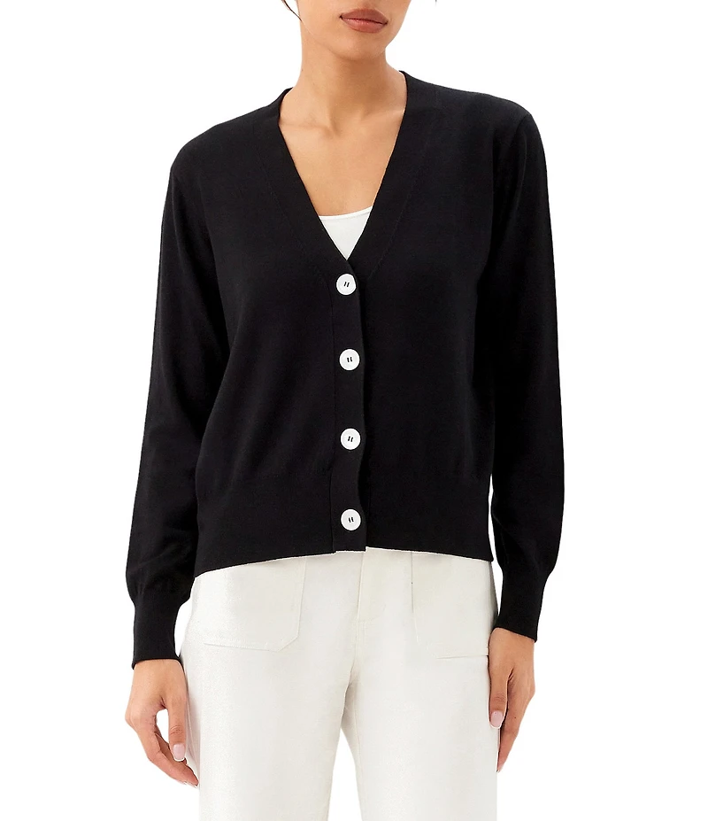 Karen Kane Knit V-Neck Long Sleeve Button Front Cardigan
