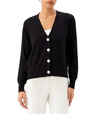 Karen Kane Knit V-Neck Long Sleeve Button Front Cardigan