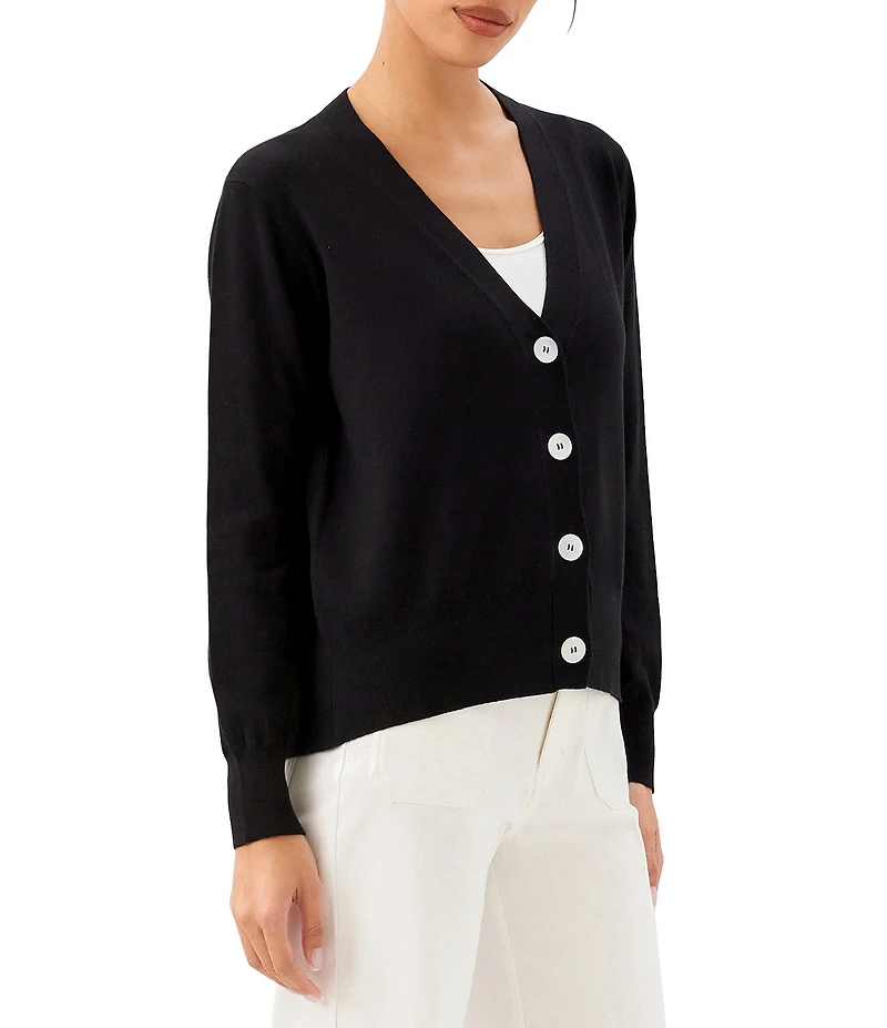 Karen Kane Knit V-Neck Long Sleeve Button Front Cardigan