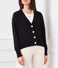 Karen Kane Knit V-Neck Long Sleeve Button Front Cardigan