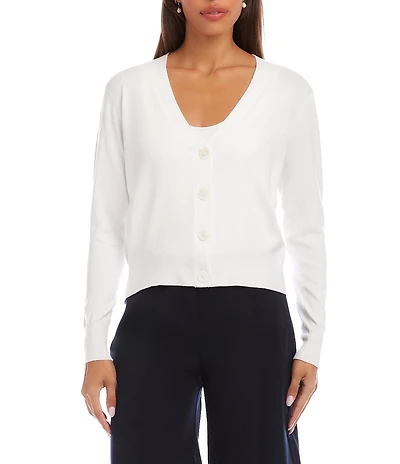 Karen Kane Knit V-Neck Long Sleeve Button Front Cardigan