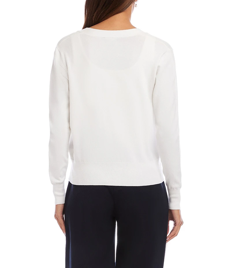 Karen Kane Knit V-Neck Long Sleeve Button Front Cardigan